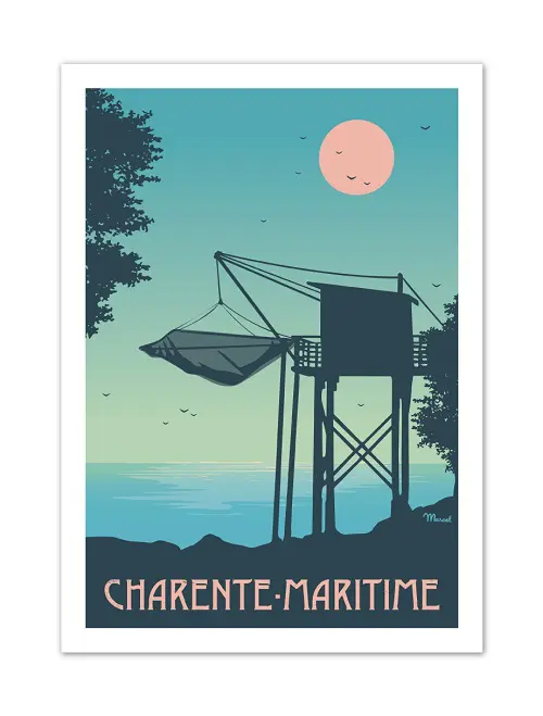 Vintage poster van Charante-Maritime in Frankrijk.